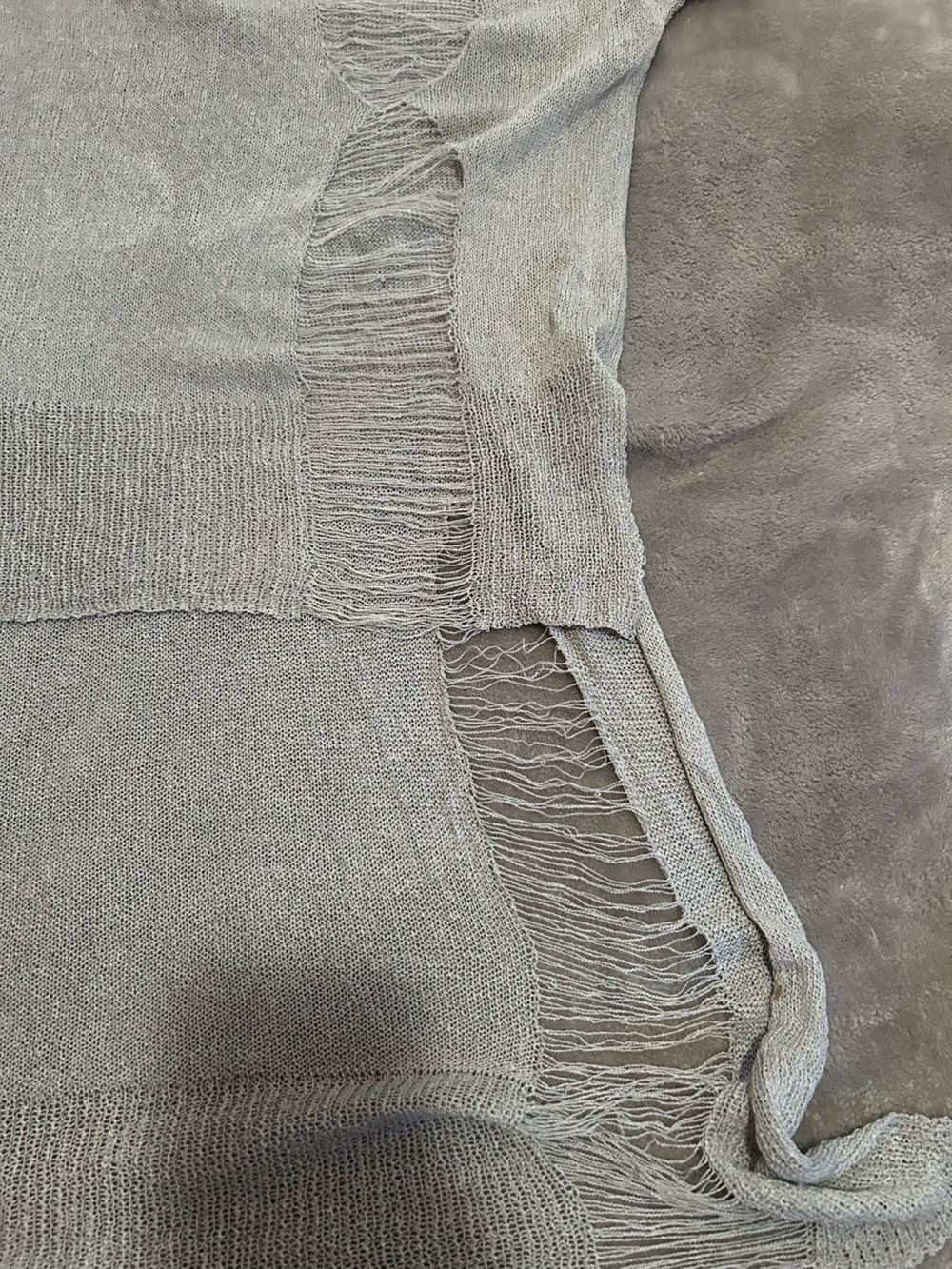 POL Gray Distressed Knit sweater - Picture 2 of 5